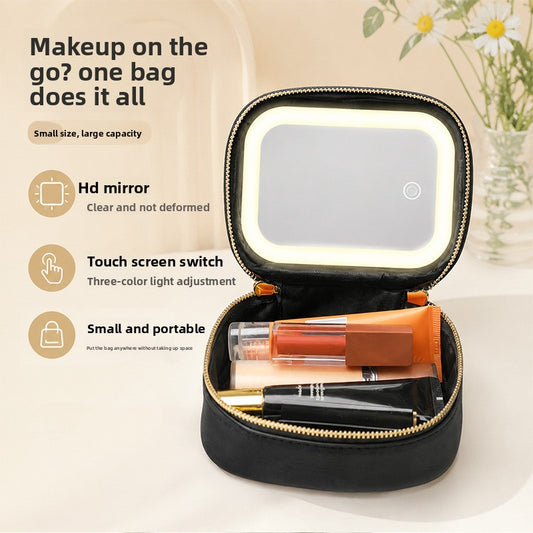 LED Mirror + Portable Makeup Bag